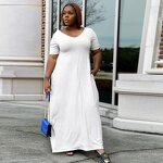Plus Size Maxi Dress Manufacturer - Wholesale V-neck Soft Loose Casual Dress
