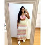 Beach Set Manufacturer - Wholesale Rainbow Colourful Halter Bra Long Skirt Set