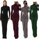 Maxi Dress Manufacturer - Custom Black Red Stretchy Knitted Pleated Dress