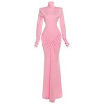 Party Dress Manufacturer - Custom Long Sleeve Backless Cut Out Turtleneck Dress
