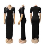 Maxi Dress Manufacturer - Bulk Wholesale Stretchy Polo Neck Long Dress