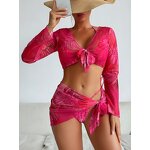 Swimsuit Set Manufacturer - Custom Transparent Lace Up Bikini 4 Piece Set