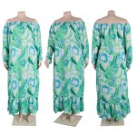 Plus Size Maxi Dress Manufacturer - Wholesale Off Shoulder Floral Long Sleeve Dress