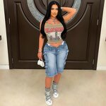 Women Shorts Manufacturer - Custom Loose Fifth Denim Cargo Pocket Shorts