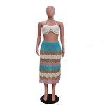 Beach Set Manufacturer - Wholesale Rainbow Colourful Halter Bra Long Skirt Set
