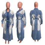 Denim Jacket Manufacturer - Custom Cross Embroidery X-Long Jean Jacket with Belt