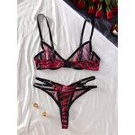 Lingerie Set Manufacturer - Cheap Mesh Steel Ring Gathered Leopard Print Set