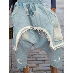 Women Pants Manufacturer - Wholesale Distressed Ripped Leopard Harem Pants