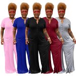 Plus Size Jumpsuit Manufacturer - Wholesale Casual Solid Jumpsuit with Pocket