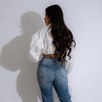 Women Denim Shirt Manufacturer - Wholesale American Style Patchwork Crop Shirt