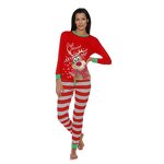Family Pajamas Set Manufacturer - Custom Reindeer Print Two Piece Leisure Wear Set