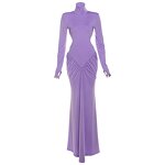 Party Dress Manufacturer - Custom Long Sleeve Backless Cut Out Turtleneck Dress