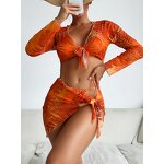 Swimsuit Set Manufacturer - Custom Transparent Lace Up Bikini 4 Piece Set