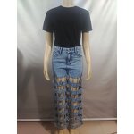Women Jeans Manufacturer - Wholesale Hollow Out Distressed Straight Leg Jeans