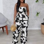 Women Jumpsuit Manufacturer - 2025 Elegant African Print Strapless Wide-leg Jumpsuit