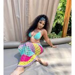 Bikini Set Manufacturer - Custom Patchwork Crochet Cover Up Midi Skirt Set