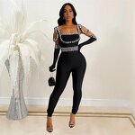 Evening Jumpsuit Manufacturer - Custom Luxury Bead Queen Sleeveless Bodycon Jumpsuit