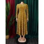 Sequin Dress Manufacturer - Custom Fit and Flare Long Sleeve Royal Blue Dress