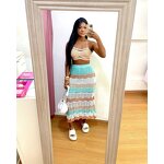 Beach Set Manufacturer - Wholesale Rainbow Colourful Halter Bra Long Skirt Set