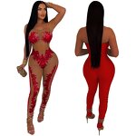 Sequin Jumpsuit Manufacturer - Custom Strapless Full Length Bodycon Club Jumpsuit