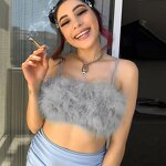 Women Crop Top Manufacturer - Custom Feather Fur Fluffy Strapless Summer Top