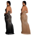 Party Dress Manufacturer - Custom Halter Mesh See Through Rhinestone Maxi Dress