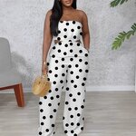 Women Jumpsuit Manufacturer - 2025 Elegant African Print Strapless Wide-leg Jumpsuit
