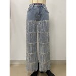 Women Jeans Manufacturer - Custom Glitter Tassel Fringe Streetwear Jeans