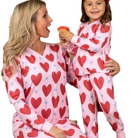 Pajama Set Manufacturer - Hot Sale Mother Daughter Matching Heart Print Set