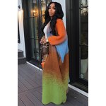 Long Cardigan Manufacturer - Thick Multi Color Patchwork Knitted Long Coat