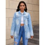 Denim Jacket Manufacturer - Wholesale Oversize Heavy Denim Jacket with Holes
