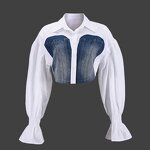 Women Denim Shirt Manufacturer - Wholesale American Style Patchwork Crop Shirt