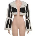 Leather Jacket Manufacturer - Fashion Cropped Splicing Furry Long Sleeve Jacket