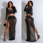 Rhinestone Dress Set Manufacturer - Fast Shipping Black 2 Piece Formal Dress Set