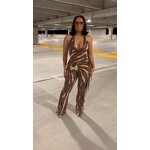 Women Jumpsuit Manufacturer - Custom Bodycon Halter Wide Leg Fringe Jumpsuit