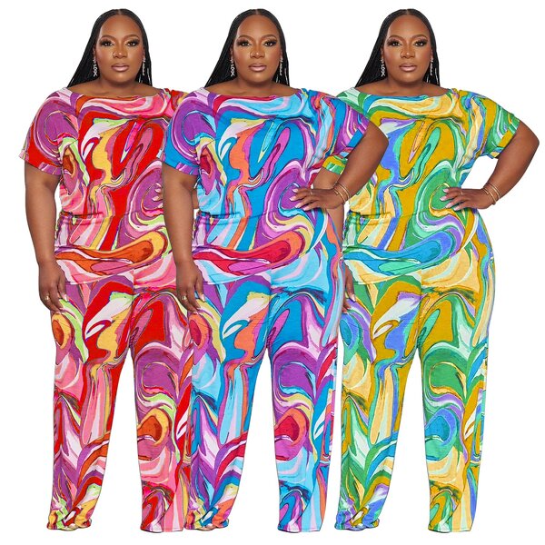 Plus Size Loungewear Set Manufacturer - Wholesale Oversized Floral Two-Piece Set