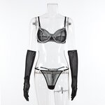 Lingerie Set Manufacturer - Custom Splicing Rhinestone Bra Panty Set