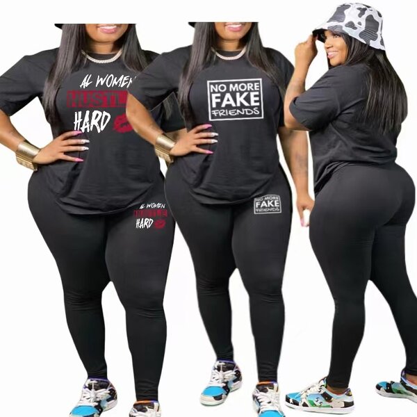 Plus Size Activewear Set Manufacturer - Custom Printed Shirt High Waist Leggings