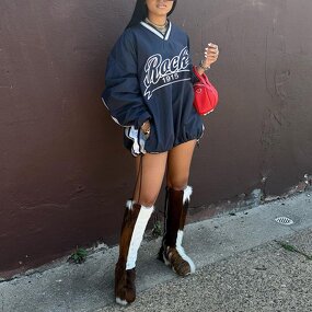 Women T-shirt Dress Manufacturer - Custom Long Sleeve Letter Print Streetwear Dress