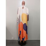 Kaftan Dress Manufacturer - 2025 Spring Casual Printed Batwing Swing Dress