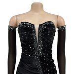 Party Dress Manufacturer - Custom Long Sleeve V Neck Pleated Rhinestone Dress
