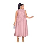 Evening Dress Manufacturer - Custom 3D Flower Sleeveless Straight Midi Dress