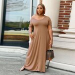 Plus Size Maxi Dress Manufacturer - Wholesale V-neck Soft Loose Casual Dress
