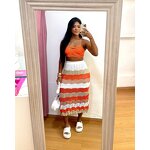 Beach Set Manufacturer - Wholesale Rainbow Colourful Halter Bra Long Skirt Set