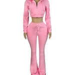 Women Sweatsuit Manufacturer - Wholesale Hoodie Crop Top Jogger Pants Set