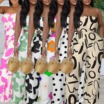 Women Jumpsuit Manufacturer - 2025 Elegant African Print Strapless Wide-leg Jumpsuit