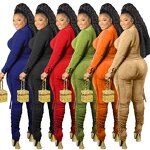 Women Pants Set Manufacturer - Plus Size Cashmere Velvet Pleated Jogger Set