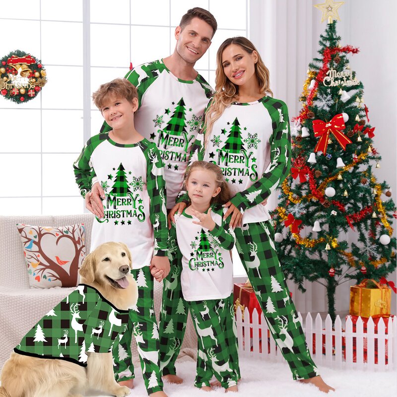 Christmas Pajamas Set Manufacturer - Custom Plaid Xmas Family Matching Pajamas Set