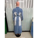 Denim Jacket Manufacturer - Custom Cross Embroidery X-Long Jean Jacket with Belt