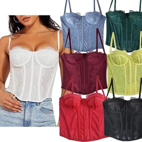 Women Crop Top Manufacturer - Custom Y2k Eyelash Lace Trim Backless Corset Top